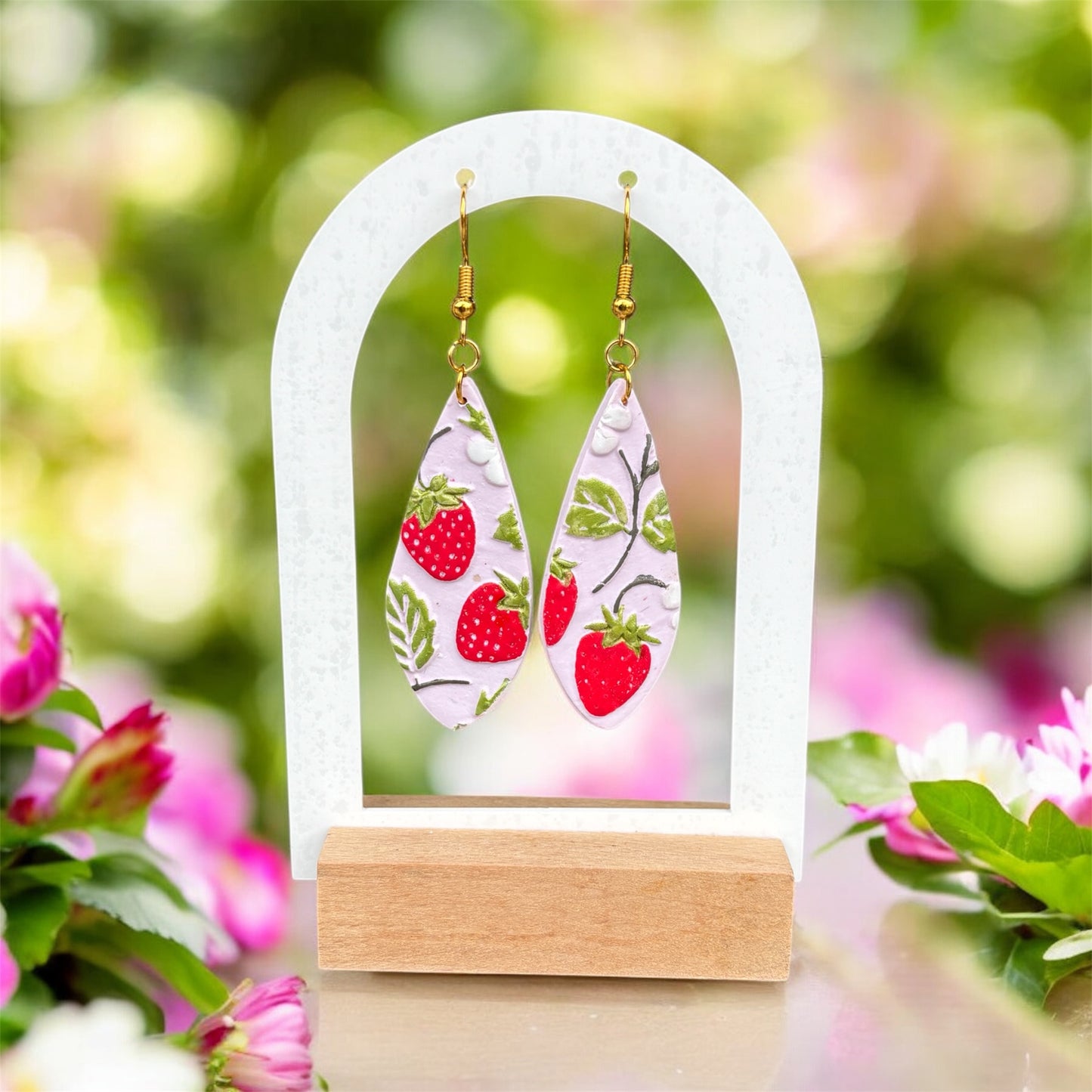 Textured Strawberry Dangles