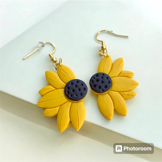 Half Sunflower Earrings